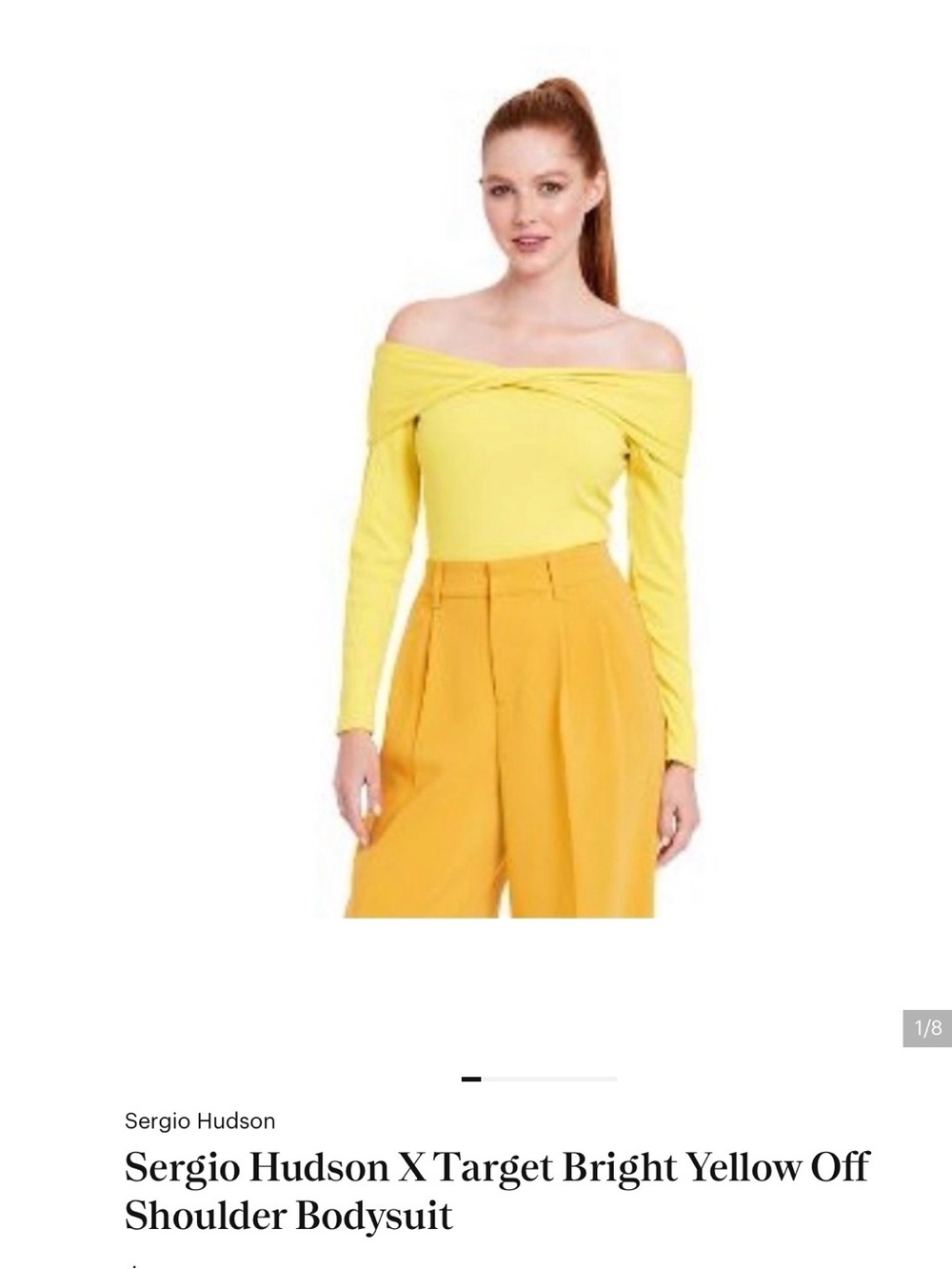 Sergio Hudson Bright Yellow Off-Shoulder Bodysuit